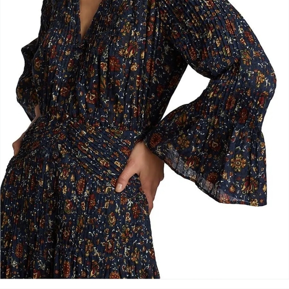 Veronica Beard Shireen Vine Floral Midi Dress - Picture 2 of 7